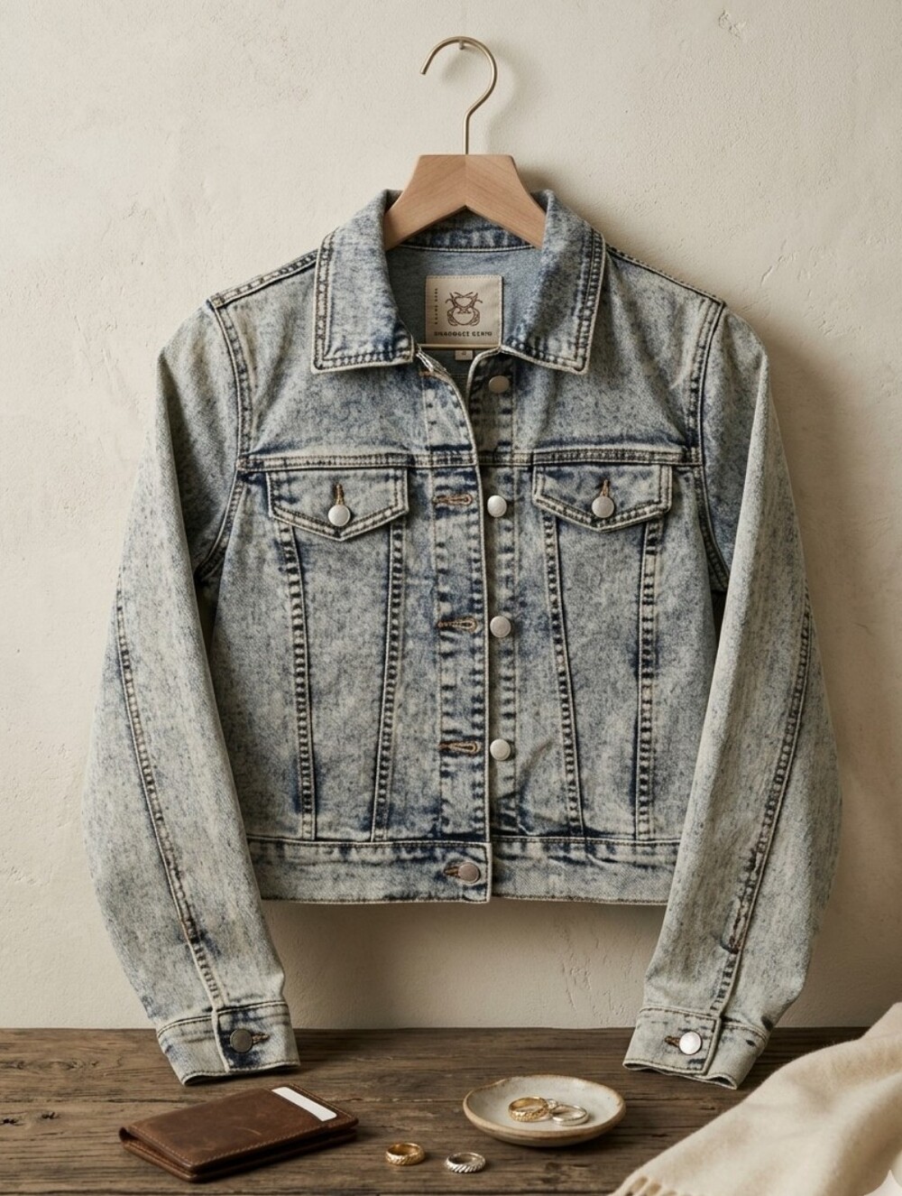 WJ Wax Jeans Design Lab Casual Streetwear Button Down Blue Jean Jacket